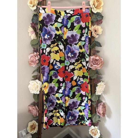 $298 Ralph Lauren Floral Hawaiian Flower Wide Leg Silky Summer Dress Pants 8P - Picture 2 of 16